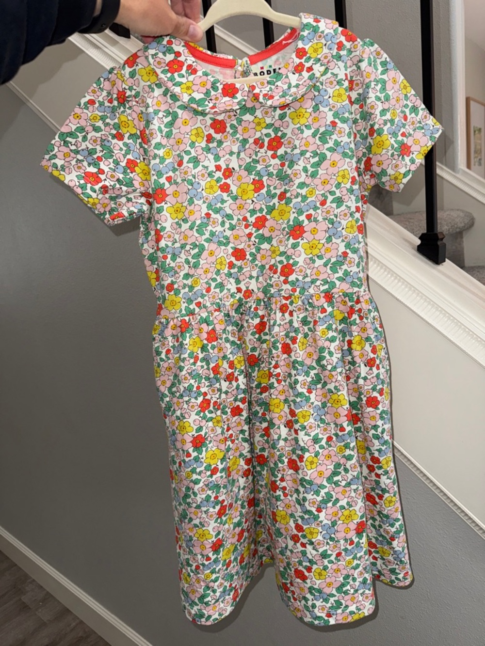 Mini Boden Girls' Floral Casual Dress in White, Red, Yellow, Green, Pink